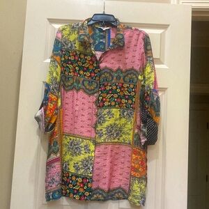 John Mark Multicolor Floral and Geometric Shirt